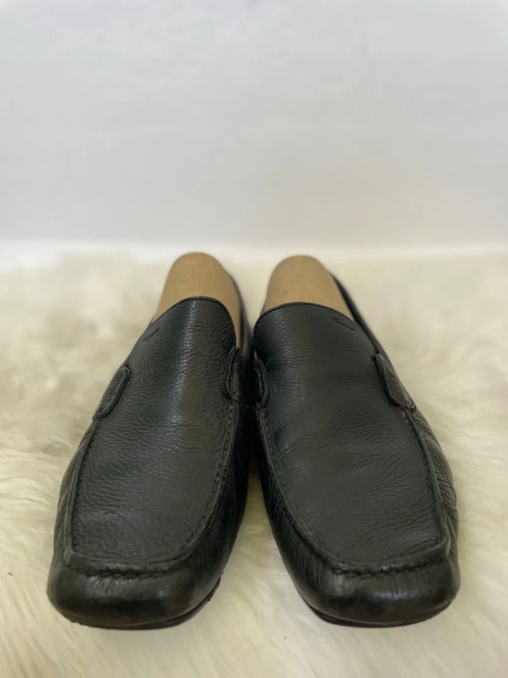 Salvatore Ferragamo Authentic Mens Black Leather Loafer Shoes Size 9 EE